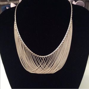 Vintage Sterling Silver Multi Chain Bib Necklace